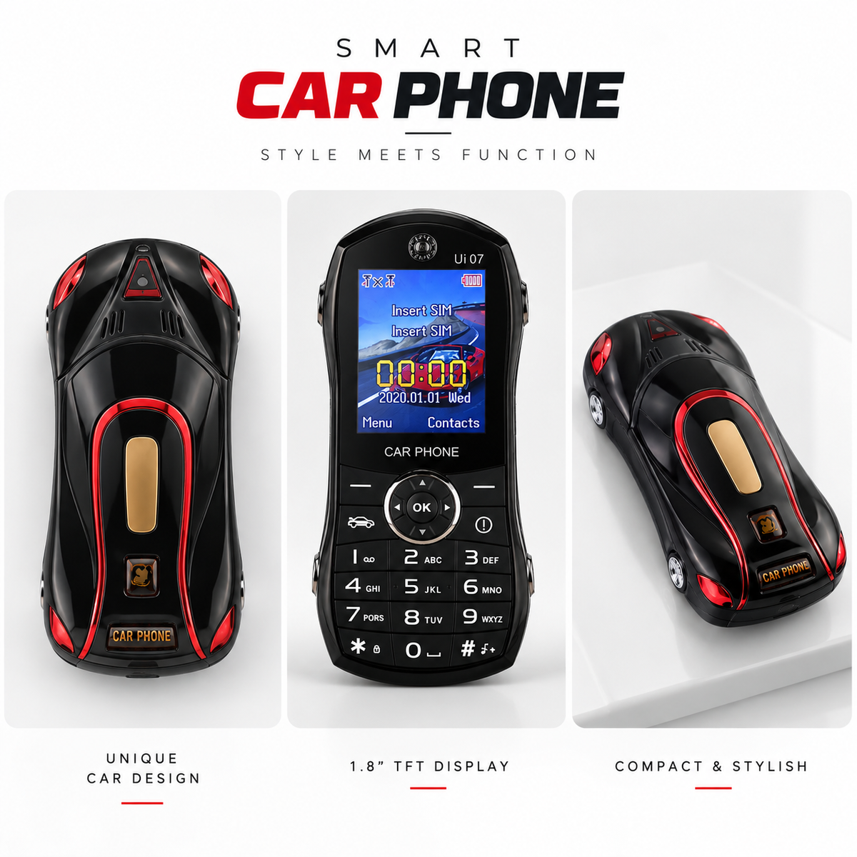 T-Smart Car Phone – Unique Sports Car Design Feature Phone