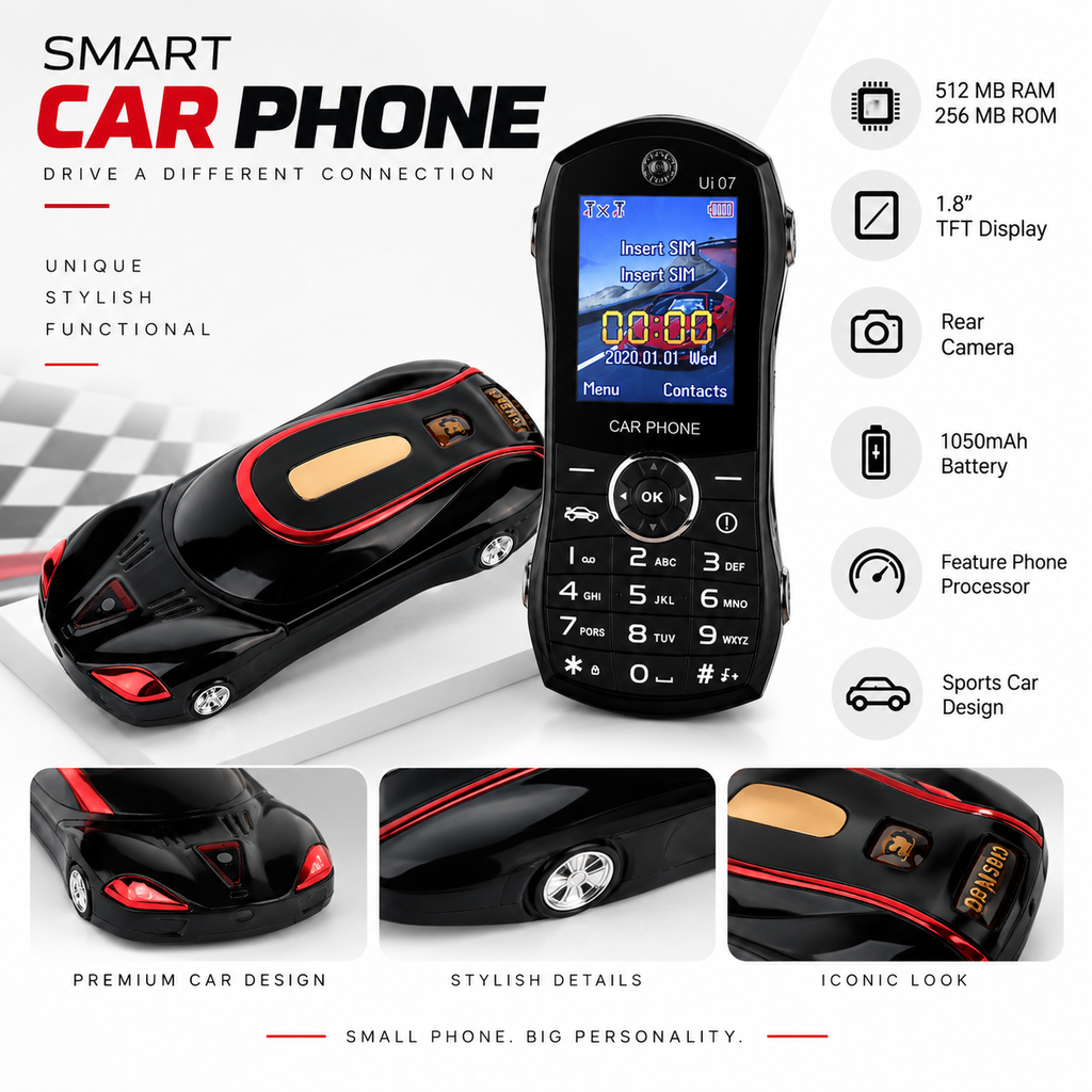 T-Smart Car Phone – Unique Sports Car Design Feature Phone