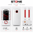 T-Stone Dual SIM Keypad Mobile – 1.8" Display | BT Dialer | MusicExpress | Voice Changer | Camera | Wireless FM | 1000mAh Battery | White & Red