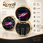 T-Royal Flip Dual SIM Feature Phone – 1.8" Display | Foldable Keypad Mobile | BT Dialer | Voice Changer | Camera | Black & Gold
