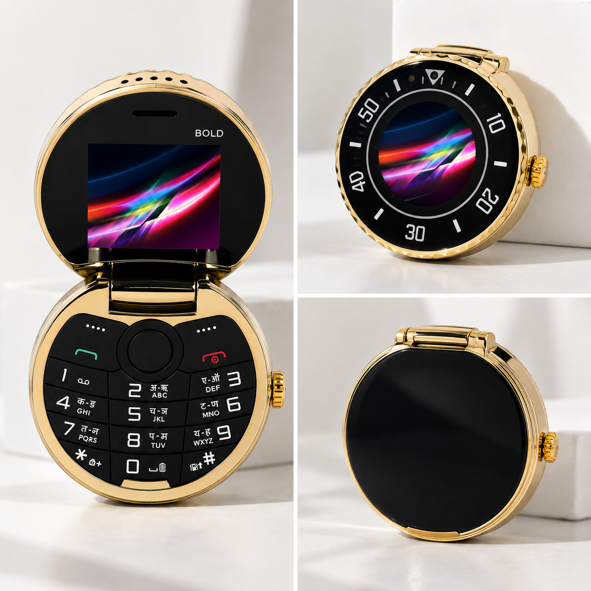 T-Royal Flip Dual SIM Feature Phone – 1.8" Display | Foldable Keypad Mobile | BT Dialer | Voice Changer | Camera | Black & Gold