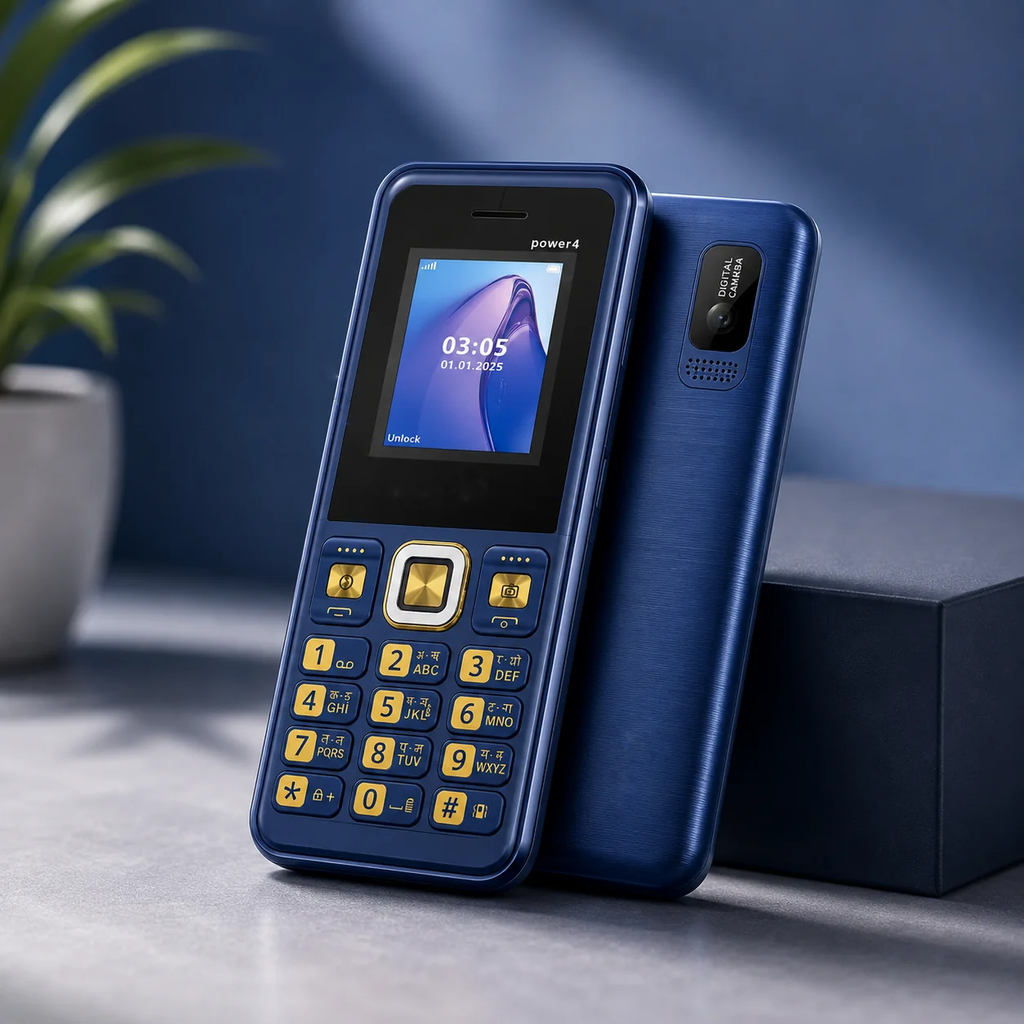 T-All-New Power 4 Dual Sim |Keypad Mobile| with 1.8" Display | BT Dialer| Voice Changer | Auto Call Recording | Powerful 3000Mah Battery | FM | Camera | Feature Phone | Torch | Blue