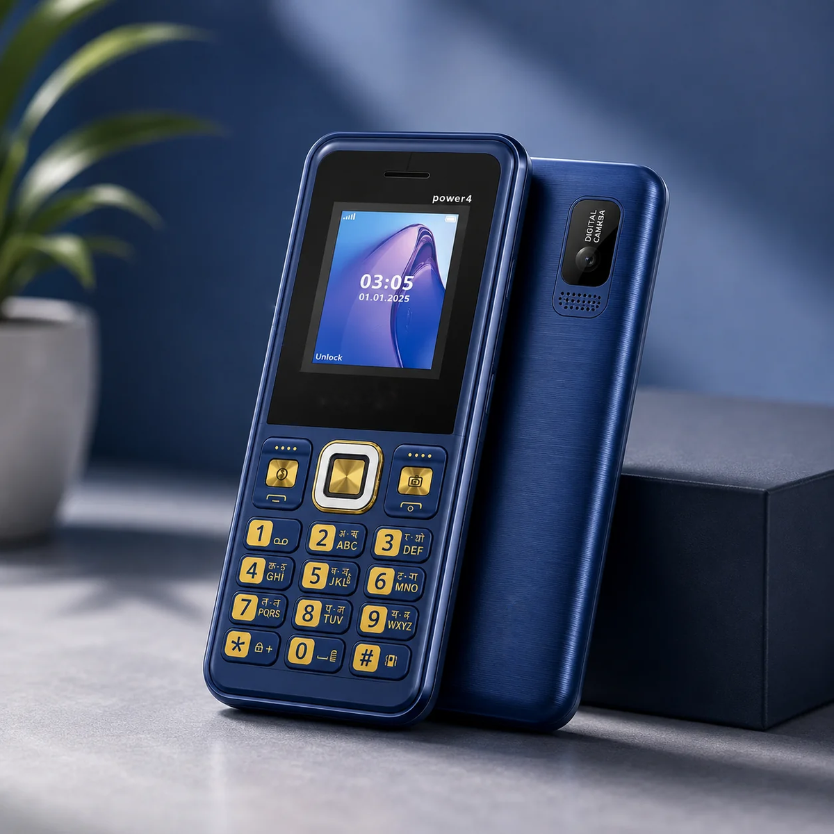 T-All-New Power 4 Dual Sim |Keypad Mobile| with 1.8" Display | BT Dialer| Voice Changer | Auto Call Recording | Powerful 3000Mah Battery | FM | Camera | Feature Phone | Torch | Blue