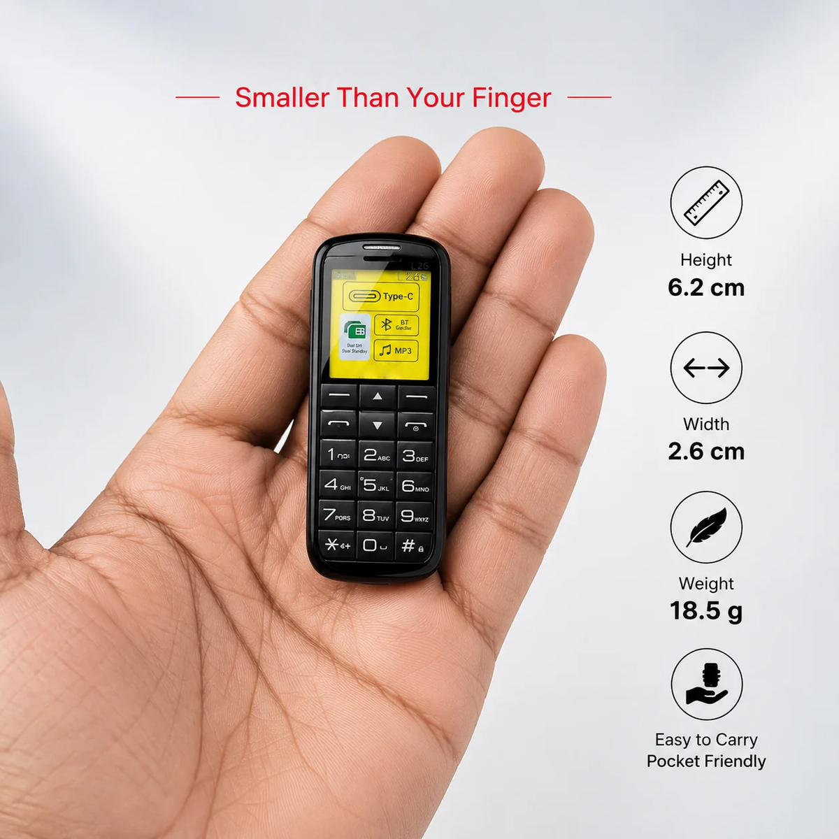 T-BLING Mini Keypad Mobile Phone – Ultra Compact Design, Dual SIM, FM & Long-Lasting Battery