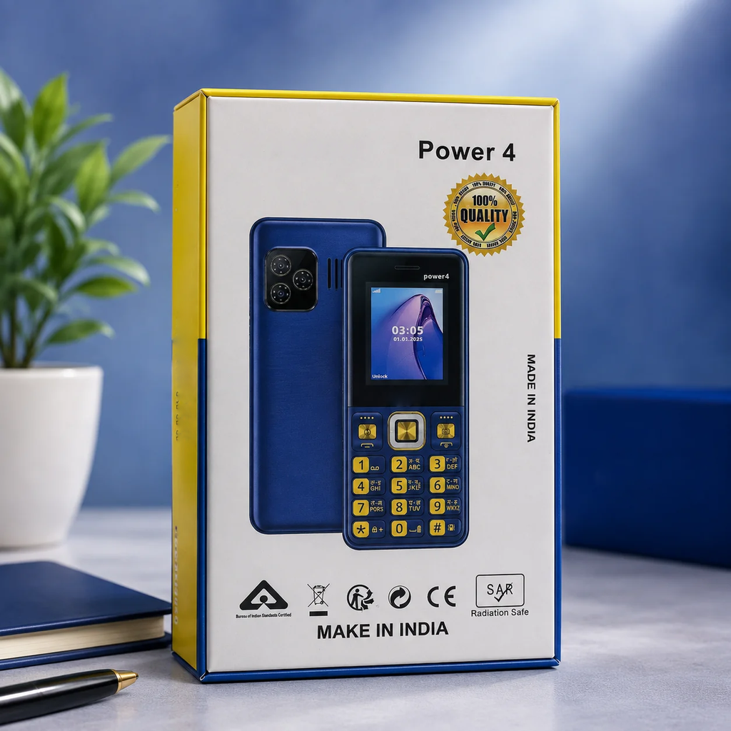 T-All-New Power 4 Dual Sim |Keypad Mobile| with 1.8" Display | BT Dialer| Voice Changer | Auto Call Recording | Powerful 3000Mah Battery | FM | Camera | Feature Phone | Torch | Blue