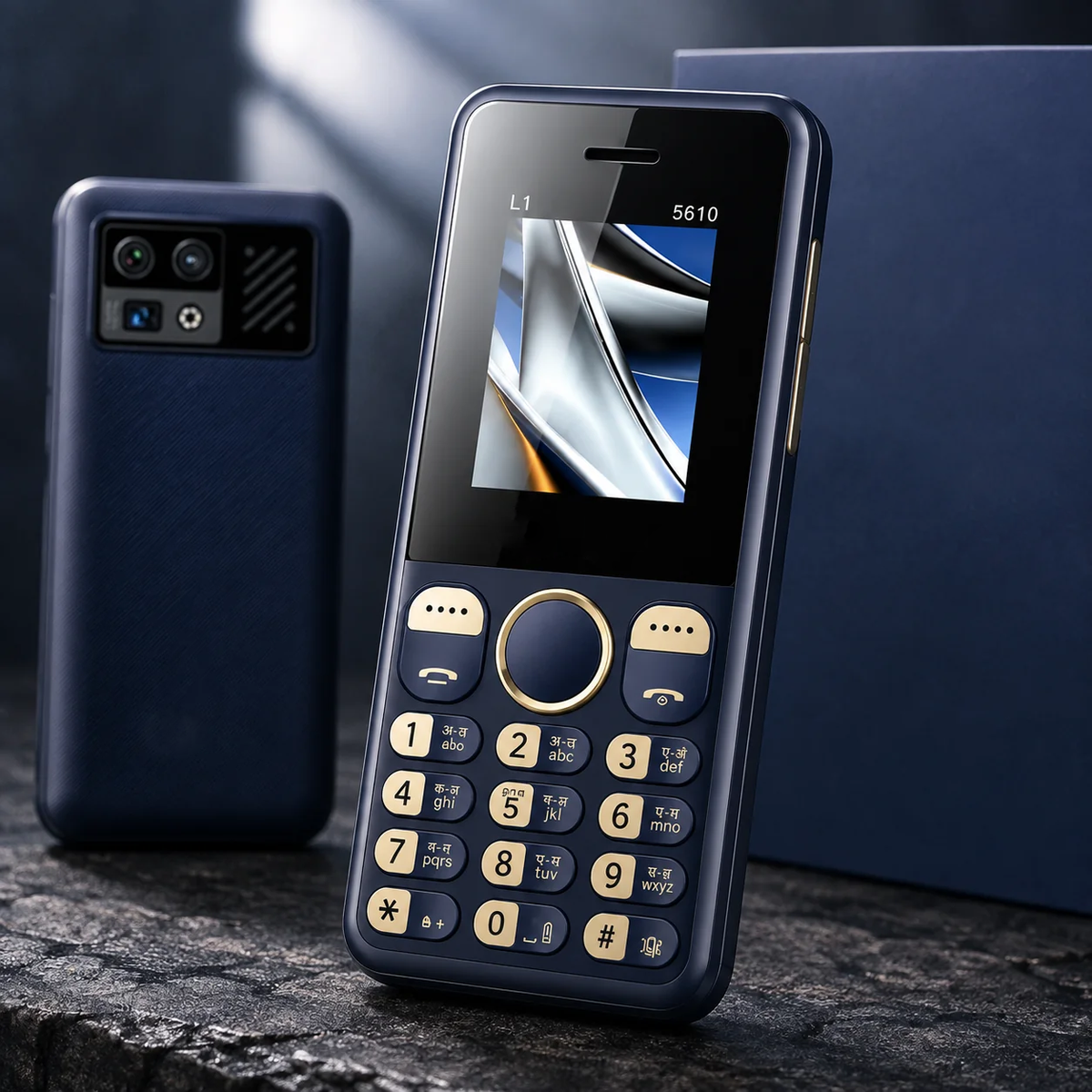 T-L1 5610 Dual SIM Keypad Mobile (Dark Blue) with 1.77-inch Display, 3000 mAh Battery, Bluetooth & FM
